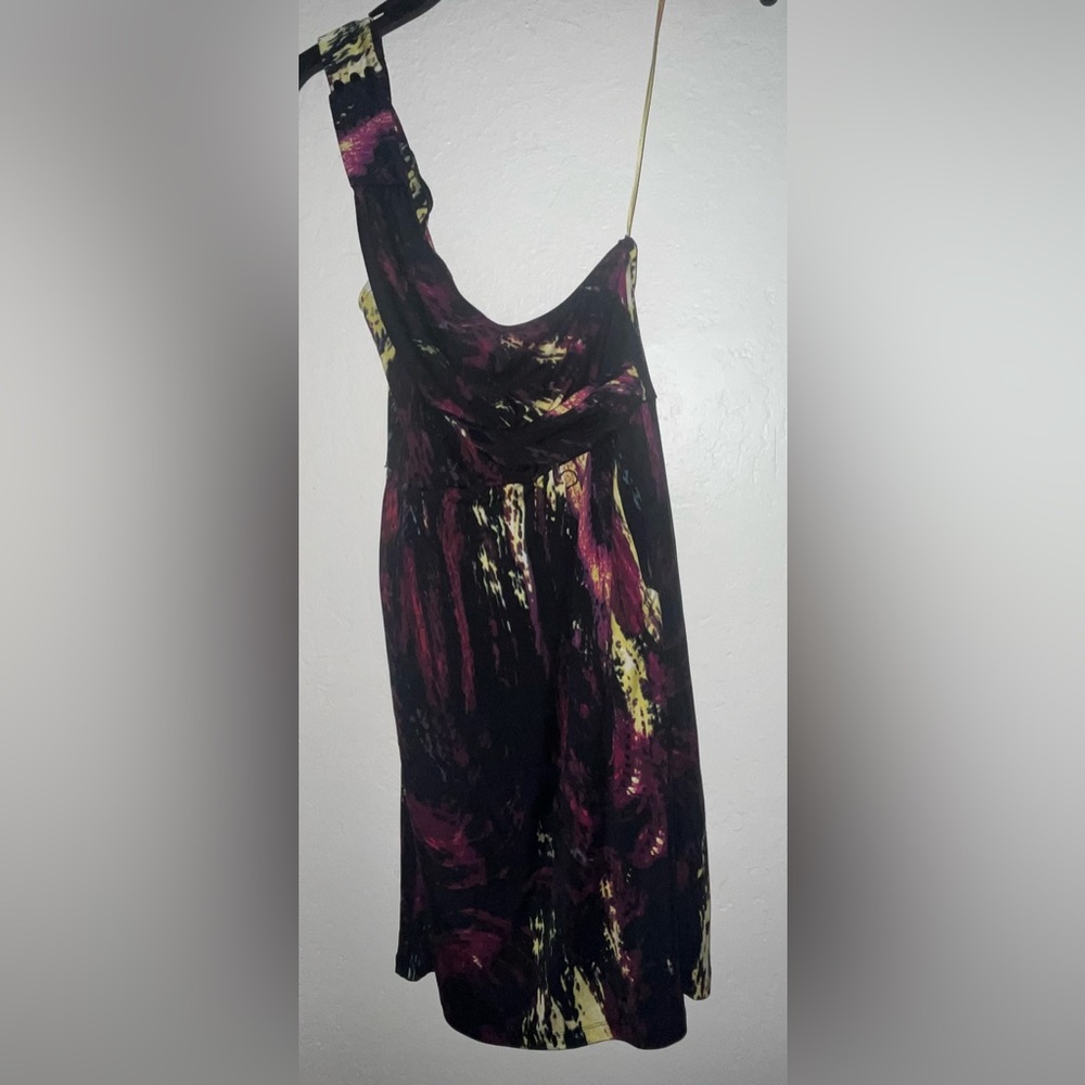 Catherine Malandrino Black and Pink Midi Dress